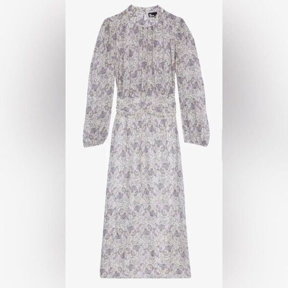The Kooples Floral Long-Sleeve Midi Dress | Lilac & Ecru, NWT 1 - Picture 5 of 5